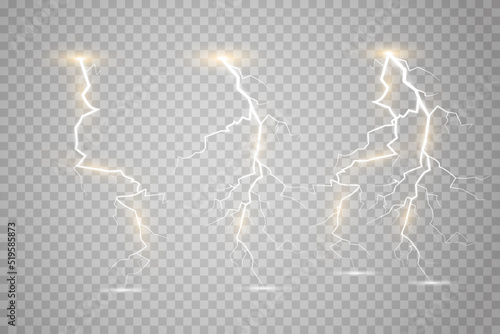 A set of Magic lightning and bright lighting effects. Vector illustration