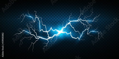 A set of Magic lightning and bright lighting effects. Vector illustration