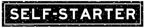 Grunge black self-starter word square rubber seal stamp on white background