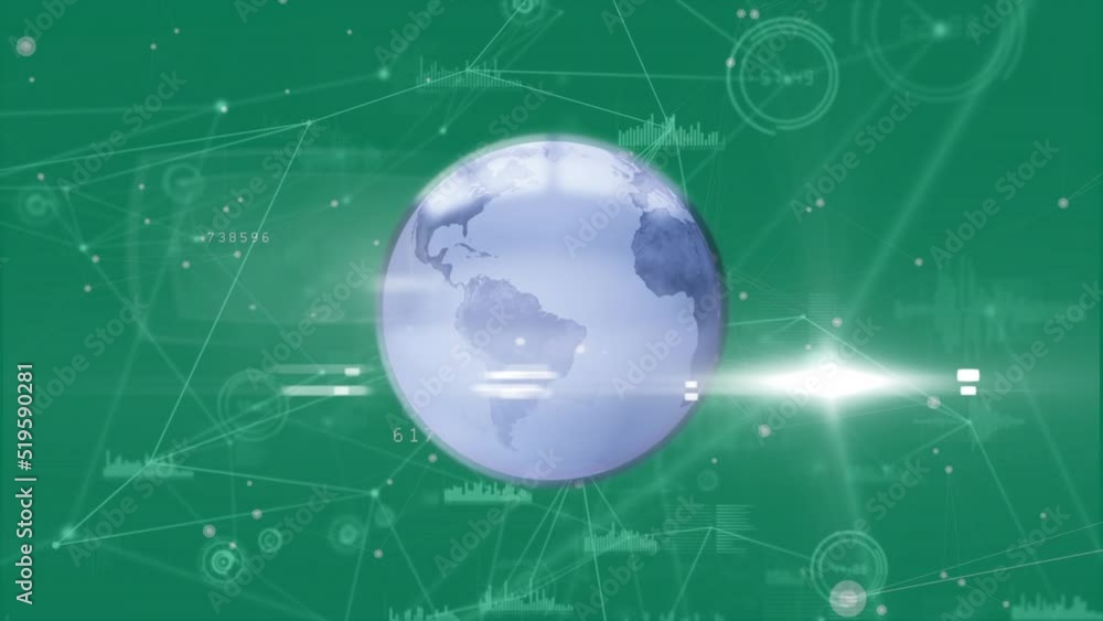 Animation of data processing over globe Animation of data processing over globe