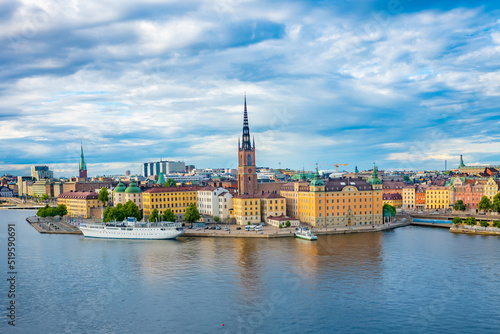 Riddarholmen island - the part of Stockholm Old Town (Gamla Stan) from Sodermalm top, Sweden.