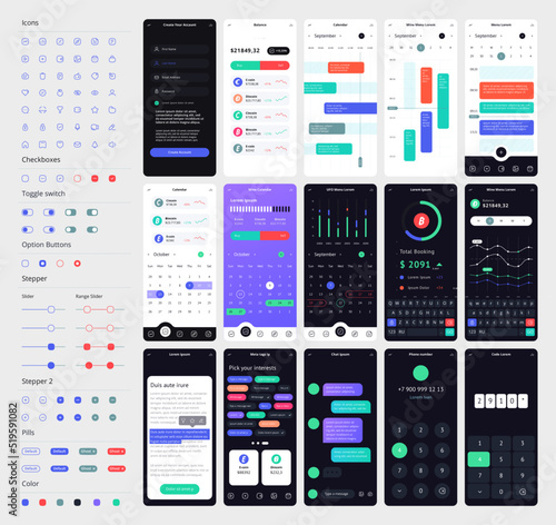 Vector Phone GUI Template. Wireframe UI Kit.
