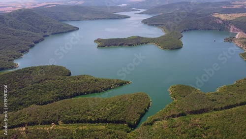 Aerial panoramic view of the Kamchiya lake located in Bulgaria photo