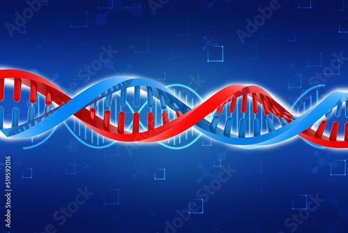 3d illustraction of dna structure in medical abstract background