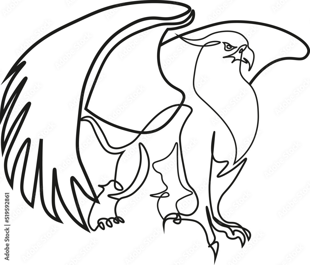 Black and White Cartoon Illustration Vector of a Drawn Gryphon Bird Black and White Cartoon Illustration Vector of a Drawn Gryphon Bird