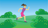 Jogging, woman, hobby.Used for topics such as physical activity, exercise, lifestyle. Banners, posters, Internet resources, education. Healthy lifestyle. Sports, recreation, active lifestyle.