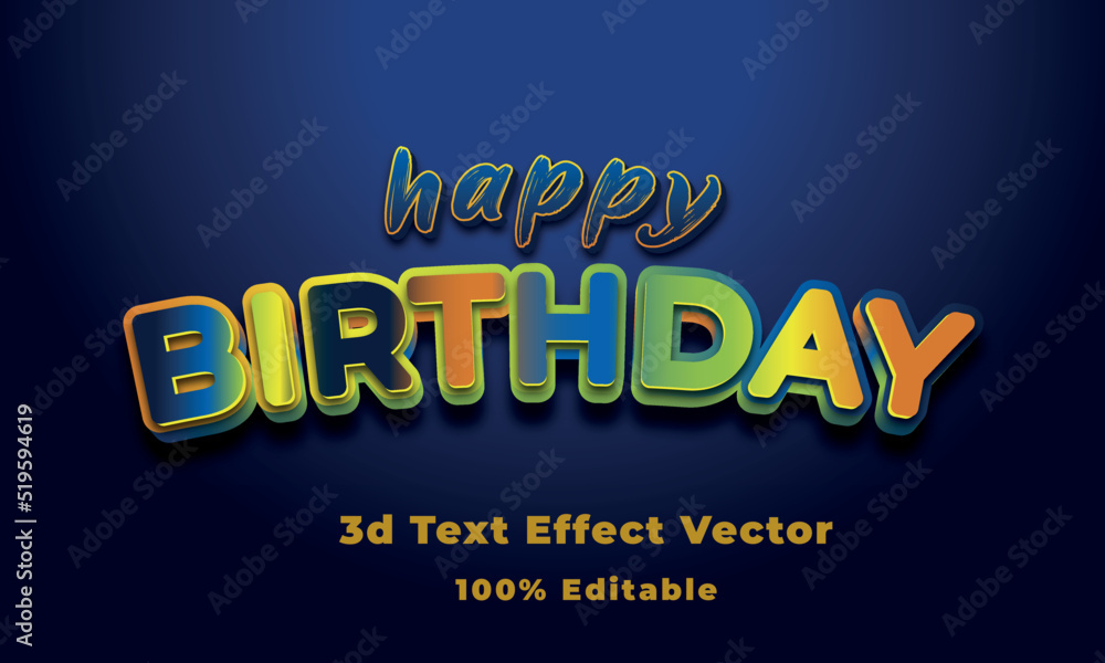  happy birthday stylish text effect 3d