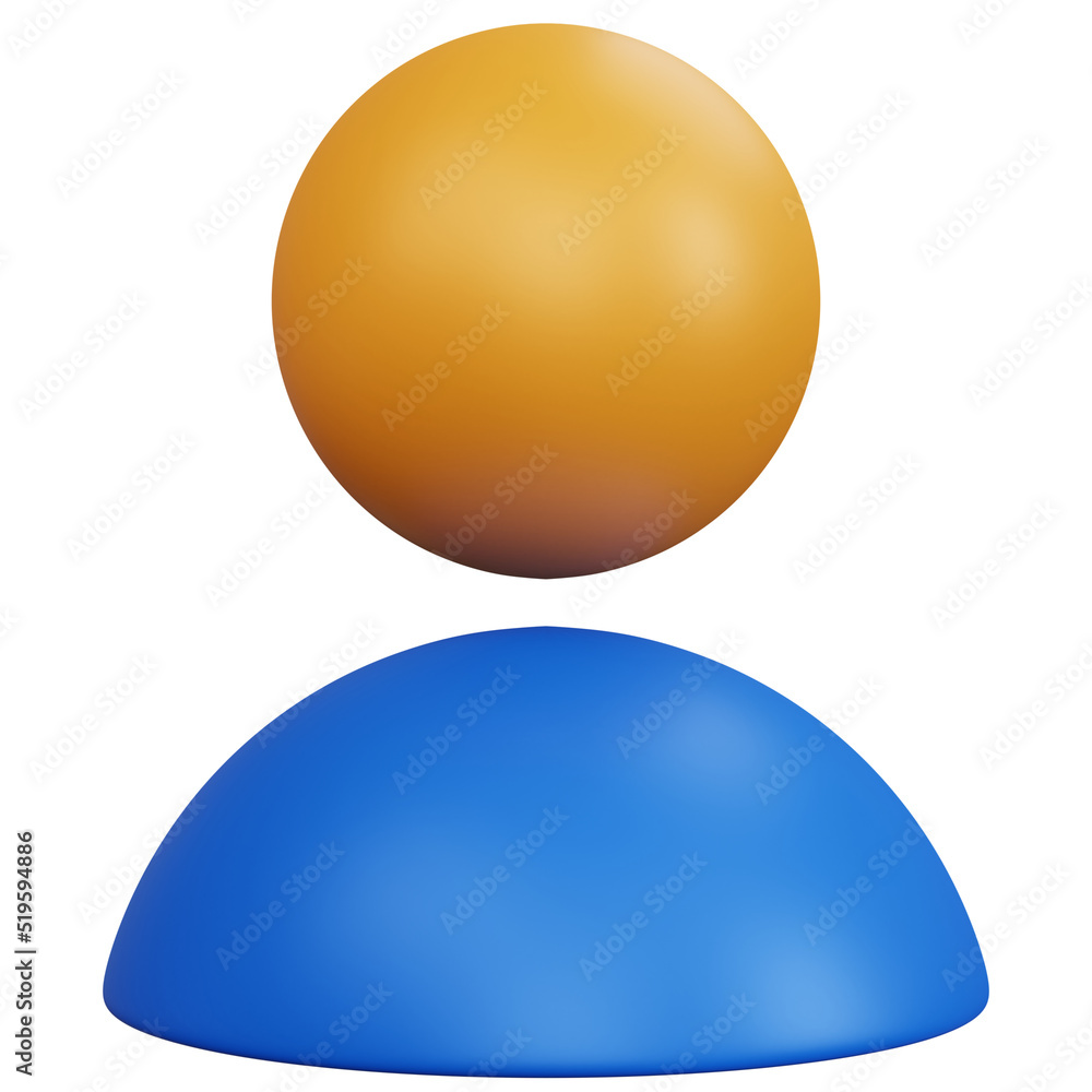 3d rendering blue and yellow color user icon isolated 3d rendering blue and yellow color user icon isolated