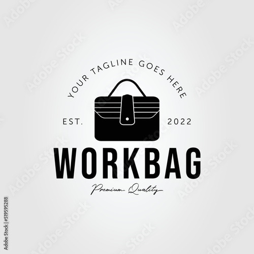 silhouette briefcase or office bag logo vector illustration design