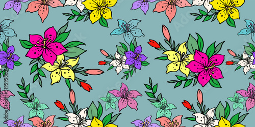 seamless floral pattern with flowers vector for card fabric illustration