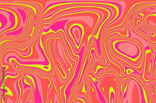 Abstract op-art background with warped colorful lines. Trippy 70s style illustration.