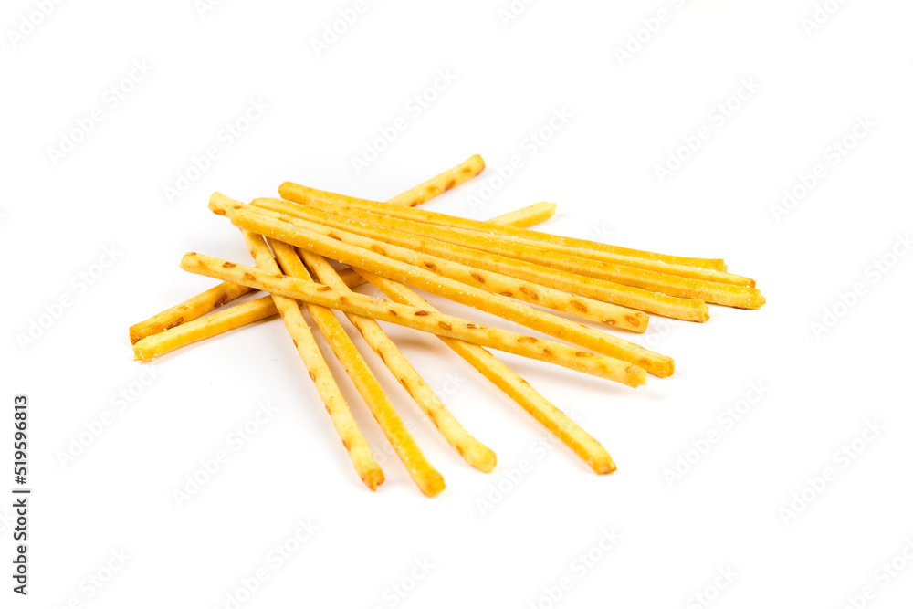 Random stack of corn snack sticks top down view isolated over white Random stack of corn snack sticks top down view isolated over white