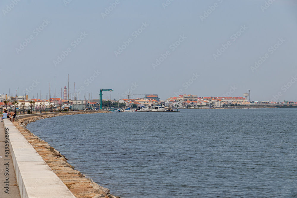 Costa Nova do Prado, Portugal. Views of the Port of Aveiro and the Aveiro Lagoon