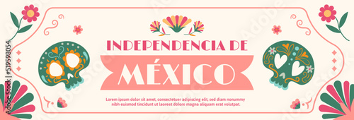 Fotografie, Obraz mexico independence day horizontal banner vector flat design