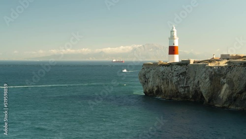 Europa Point Lighthouse At Llanito, Gibraltar - Trinity Lighthouse at Europa Point. - wide static