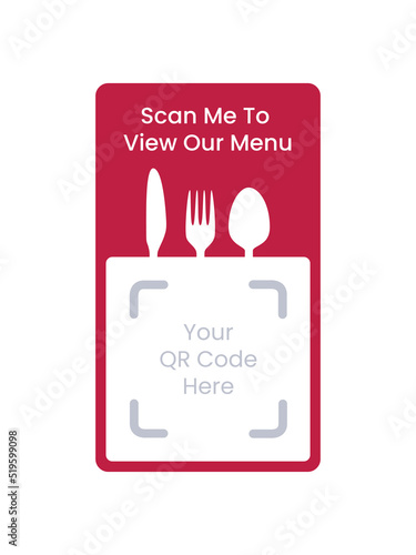 Scan me to view our menu. Restaurant menu QR code scan for menu order barcode. QR frame menu icon for hotels, cafes, and bars to access culinary information. Template scan me Qr code for a smartphone.