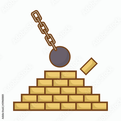 wrecking ball icon, chain ball vector