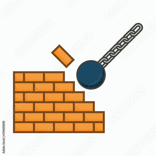 wrecking ball icon, chain ball vector