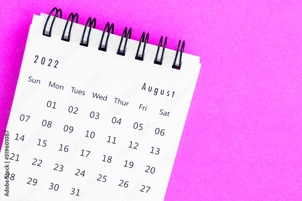 calendar August 2022 on a purple background. calendar August 2022 on a purple background.