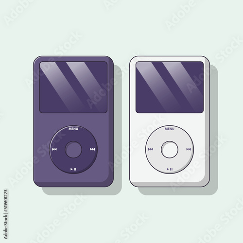Portable Music Player Vector Icon Illustration. MP3 Player Vector. Flat Cartoon Style Suitable for Web Landing Page, Banner, Flyer, Sticker, Wallpaper, Background