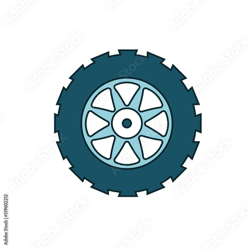 Symbol of a car wheel on a white background. Vector illustration