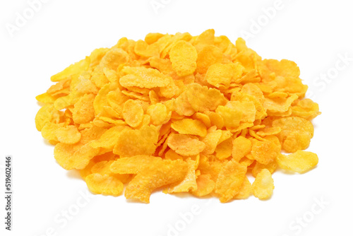 heap of corn flakes isolated on white background