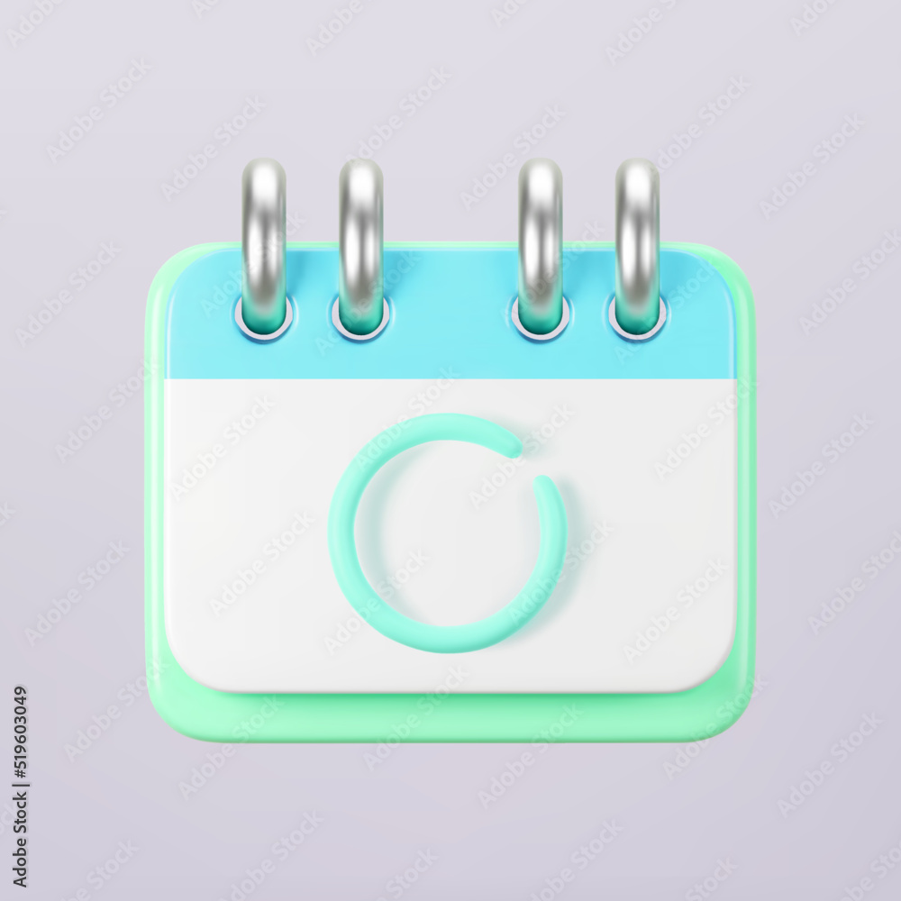 3d blue calendar icon with highlighted circle day and flipping pages. Save the date. Render of daily schedule planner with mark the date. Calendar important day concept. 3d cartoon simple vector 3d blue calendar icon with highlighted circle day and flipping pages. Save the date. Render of daily schedule planner with mark the date. Calendar important day concept. 3d cartoon simple vector