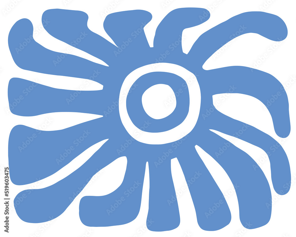Simple Modern Hand Drawn Vector Art with Abstract Sun on a White Backround. Boho Style Design ideal for Wall Art, Poster, Card, Room Decoration. Minimalist  Aztec Style Sun Art. Cool Poster.