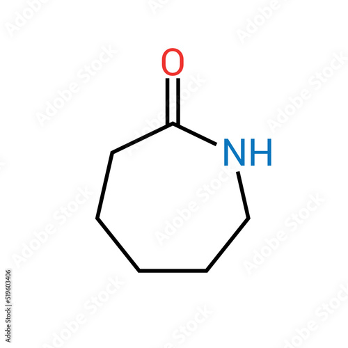 chemical structure of Caprolactam (C6H11NO)