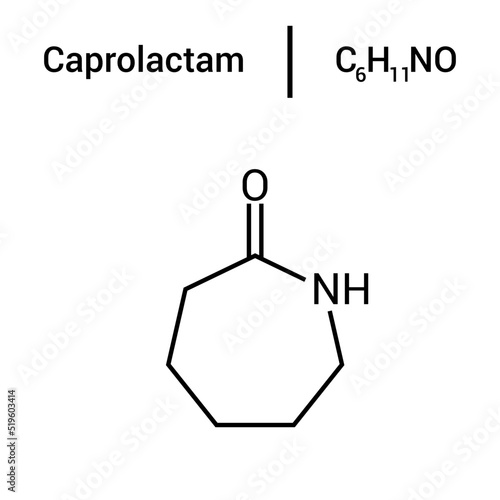 chemical structure of Caprolactam (C6H11NO)