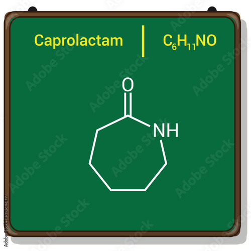 chemical structure of Caprolactam (C6H11NO) photo