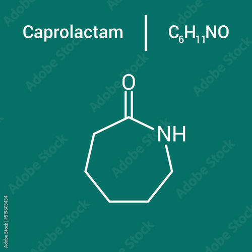 chemical structure of Caprolactam (C6H11NO)