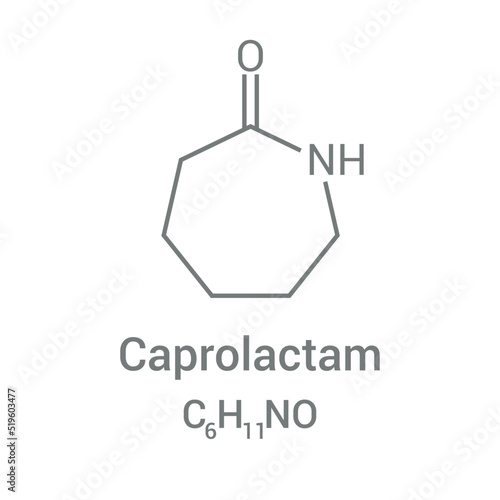chemical structure of Caprolactam (C6H11NO)