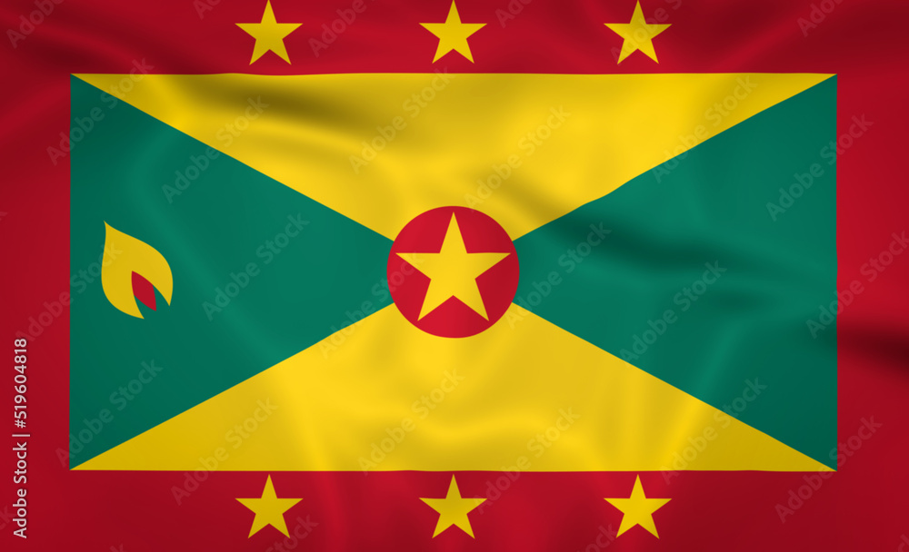 Illustration waving state flag of Grenada Illustration waving state flag of Grenada