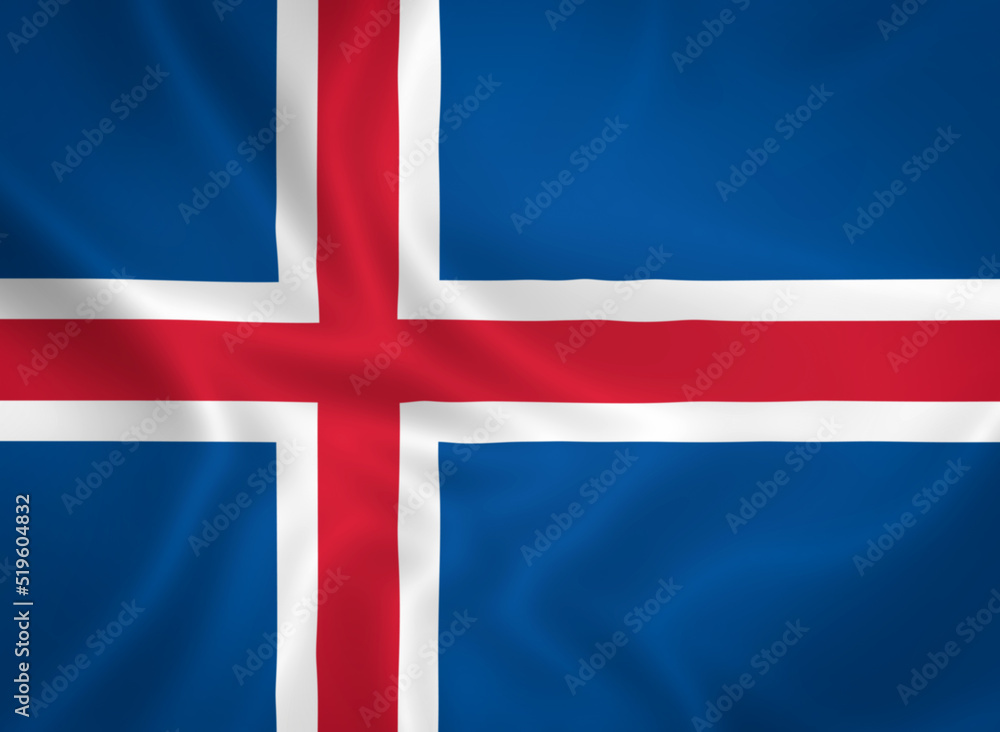 Fototapeta premium Illustration waving state flag of Iceland