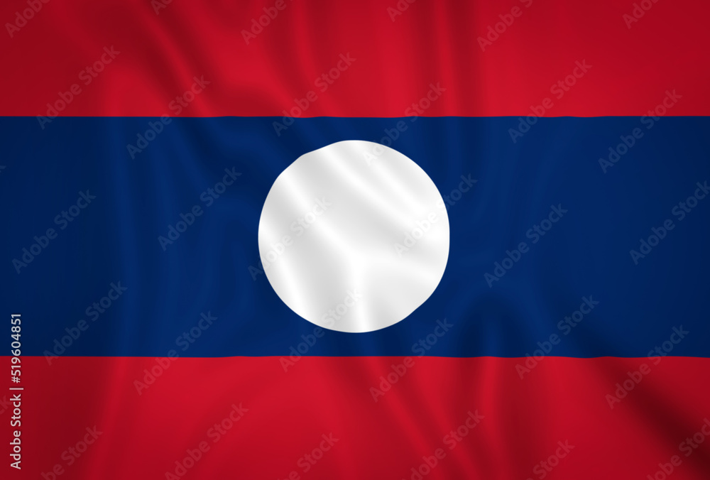 Illustration waving state flag of Laos Illustration waving state flag of Laos