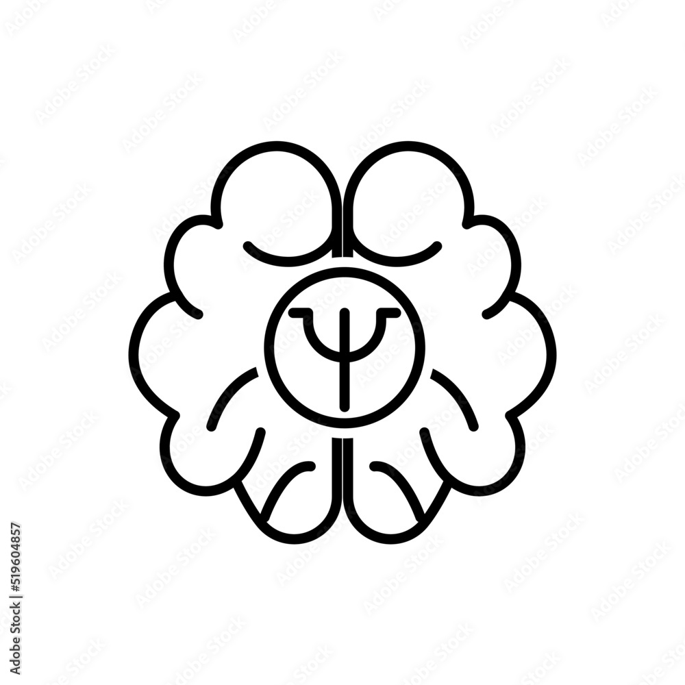 brain with psychology symbol, mental health icon vector brain with psychology symbol, mental health icon vector