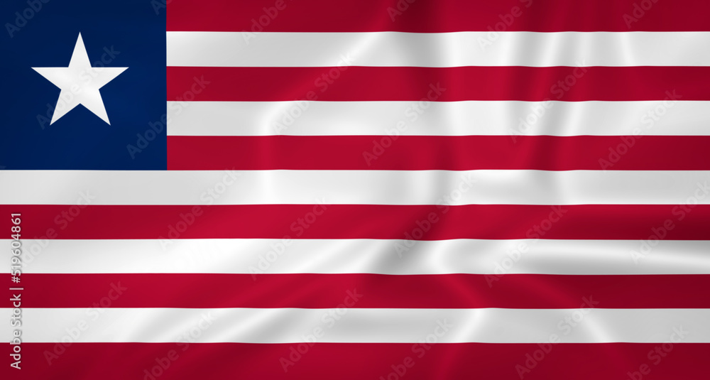 Illustration waving state flag of Liberia