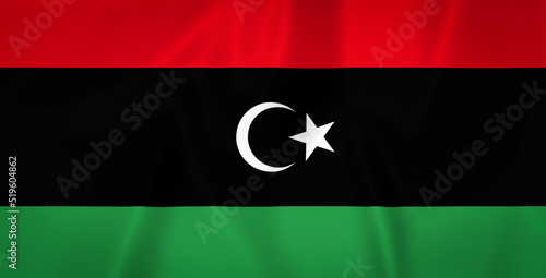 Illustration waving state flag of Libya photo