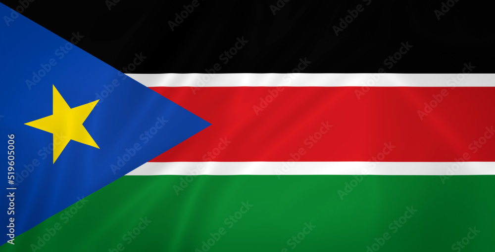 Illustration waving state flag of South Sudan Illustration waving state flag of South Sudan