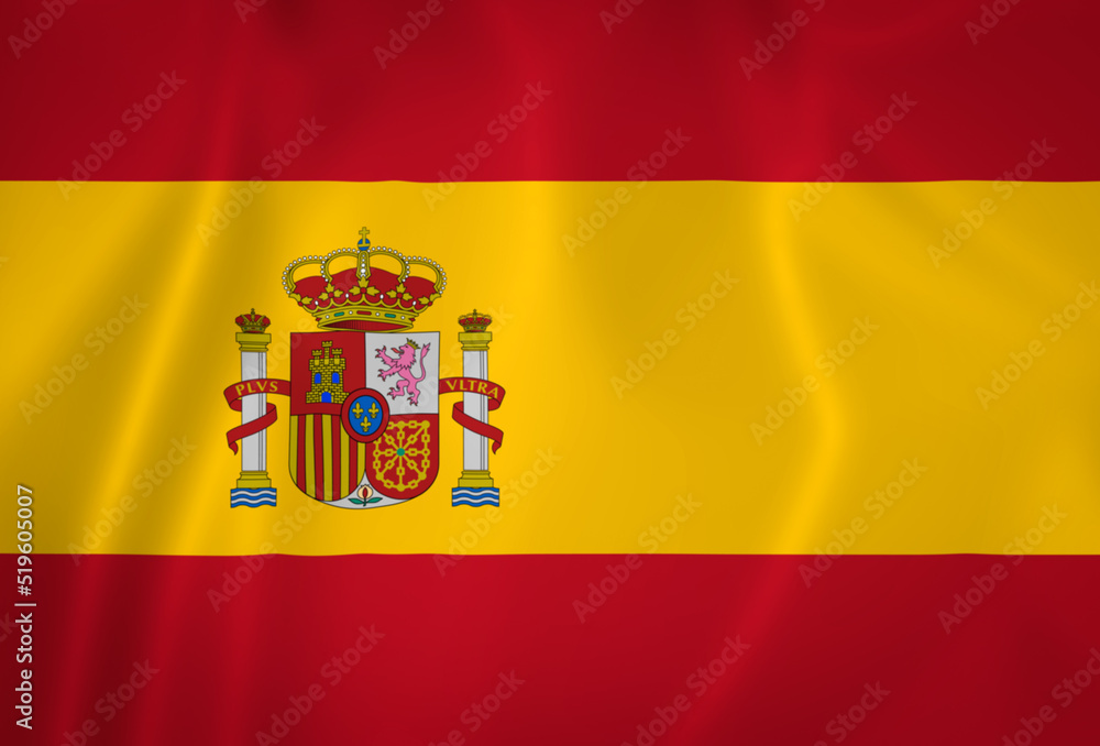 Illustration waving state flag of Spain Illustration waving state flag of Spain
