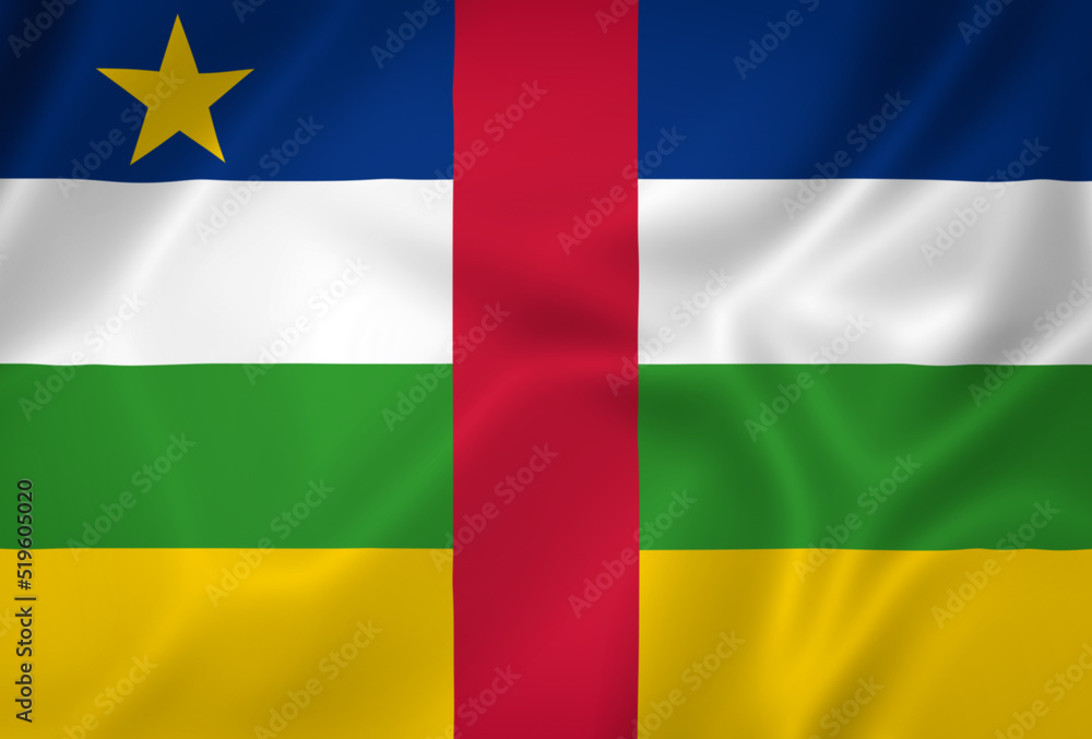 Illustration waving state flag of the Central African Republic Illustration waving state flag of the Central African Republic