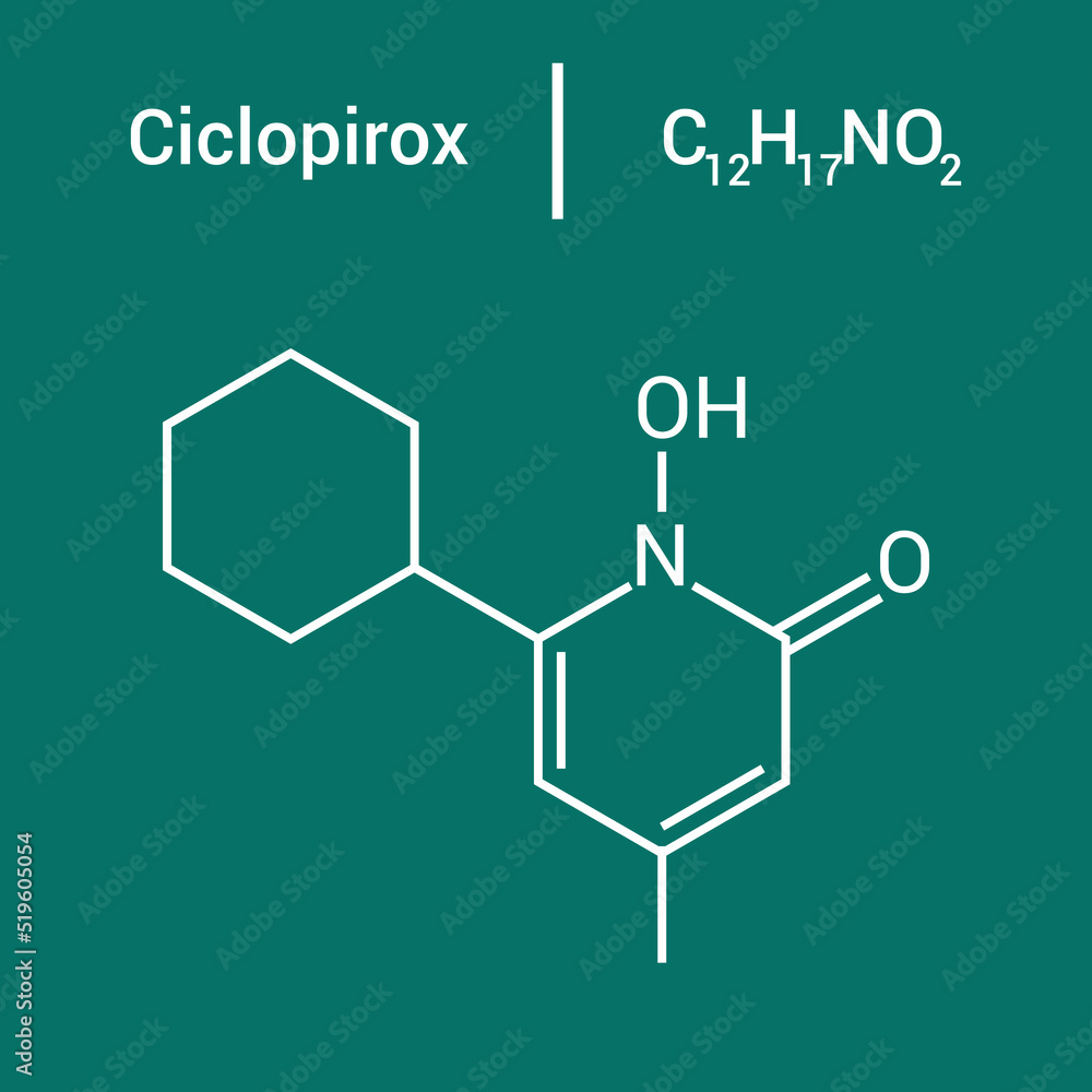 chemical structure of Ciclopirox (C12H17NO2) Stock Vector Adobe Stock