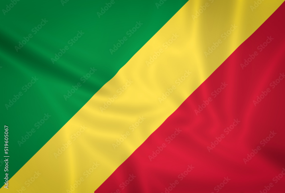 Illustration waving state flag of the Republic of the Congo Illustration waving state flag of the Republic of the Congo
