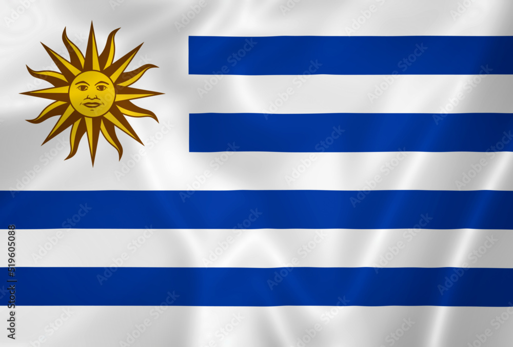 Obraz premium Illustration waving state flag of Uruguay