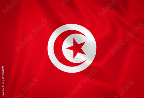 Illustration waving state flag of Tunisia