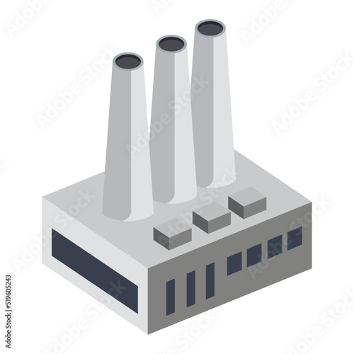 Fototapeta building with chimneys isometric style