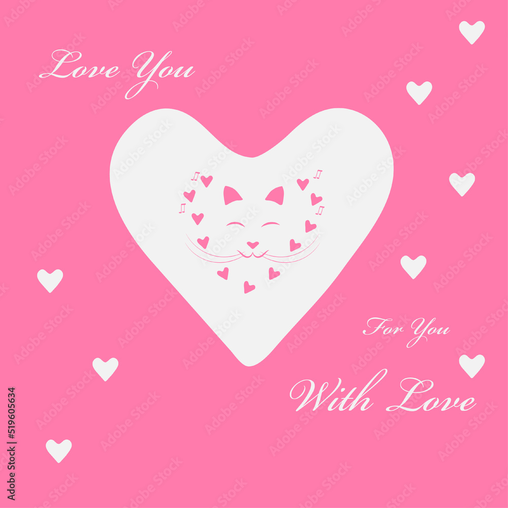 valentine card with pink hearts