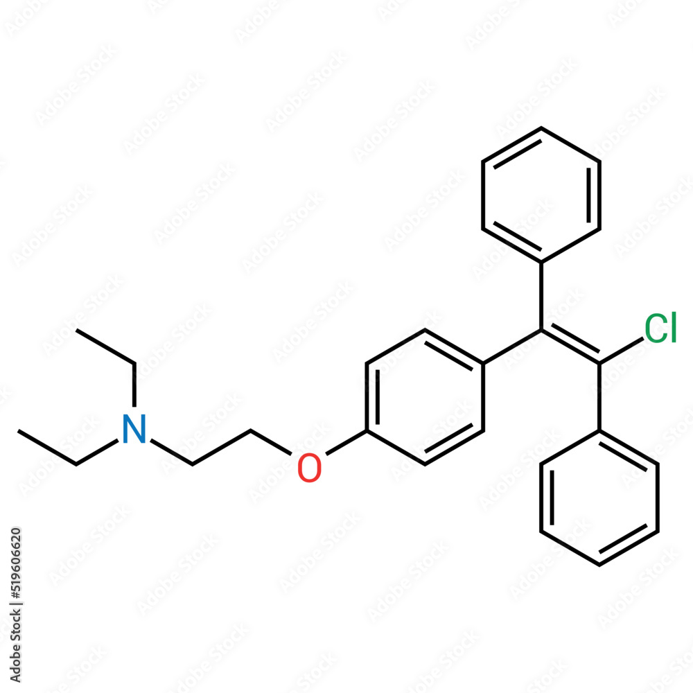chemical structure of Clomifene or clomiphene (C26H28ClNO) chemical structure of Clomifene or clomiphene (C26H28ClNO)