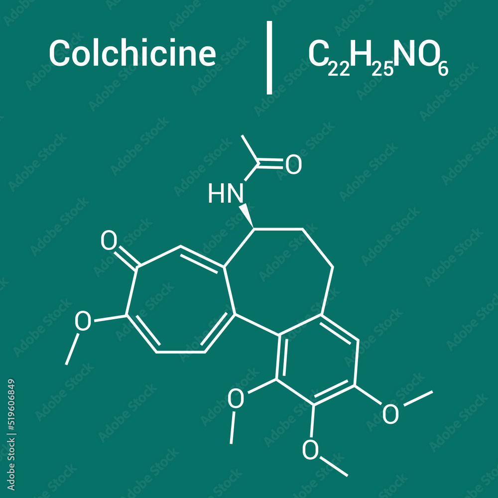chemical structure of Colchicine (C22H25NO6)